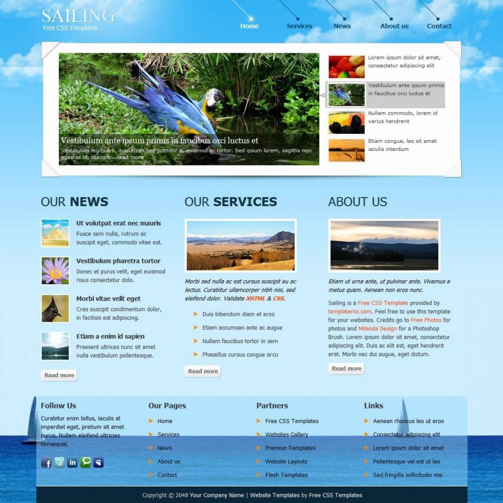 Шаблон сайта на морскую тему
